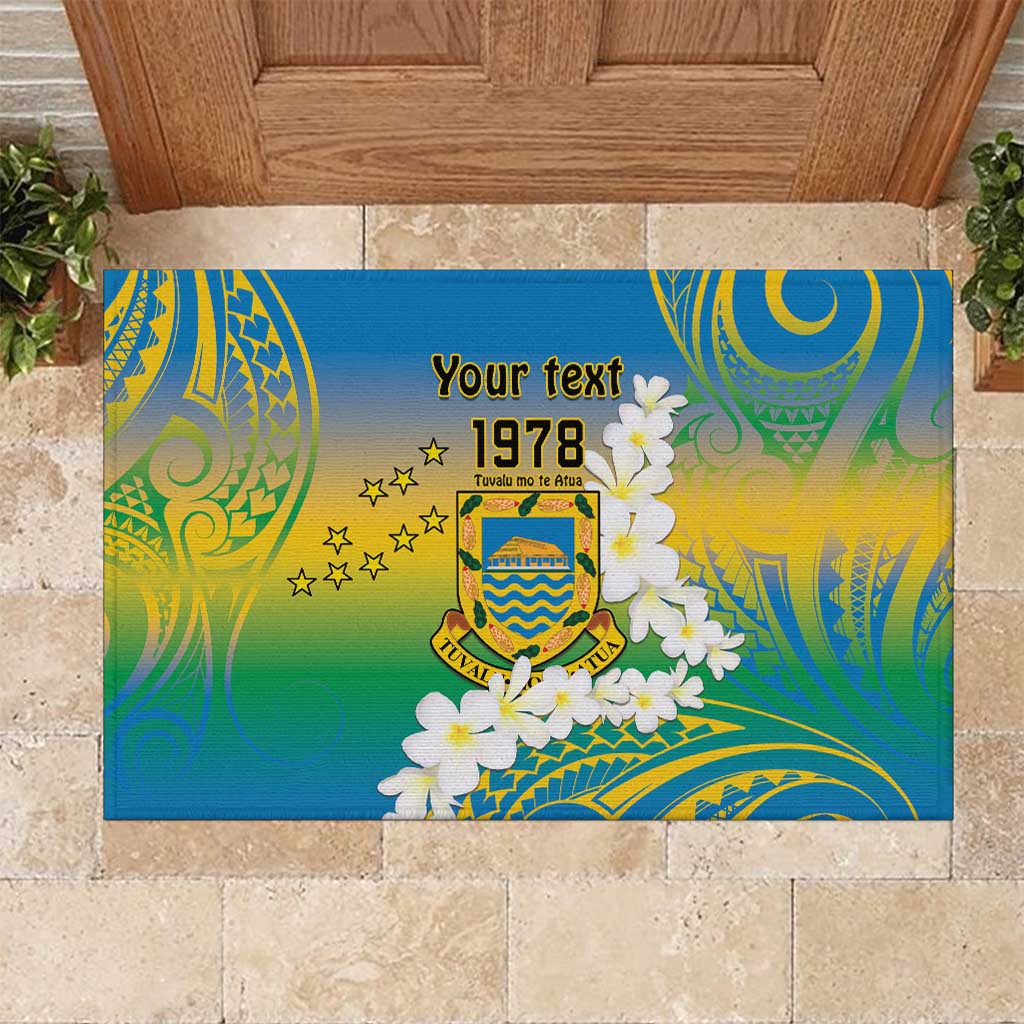 Personalised Tuvalu 1978 Independence Day Rubber Doormat Polynesian Plumeria Style LT9 Gradient - Polynesian Pride
