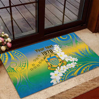 Personalised Tuvalu 1978 Independence Day Rubber Doormat Polynesian Plumeria Style LT9 - Polynesian Pride