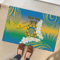 Personalised Tuvalu 1978 Independence Day Rubber Doormat Polynesian Plumeria Style LT9 - Polynesian Pride
