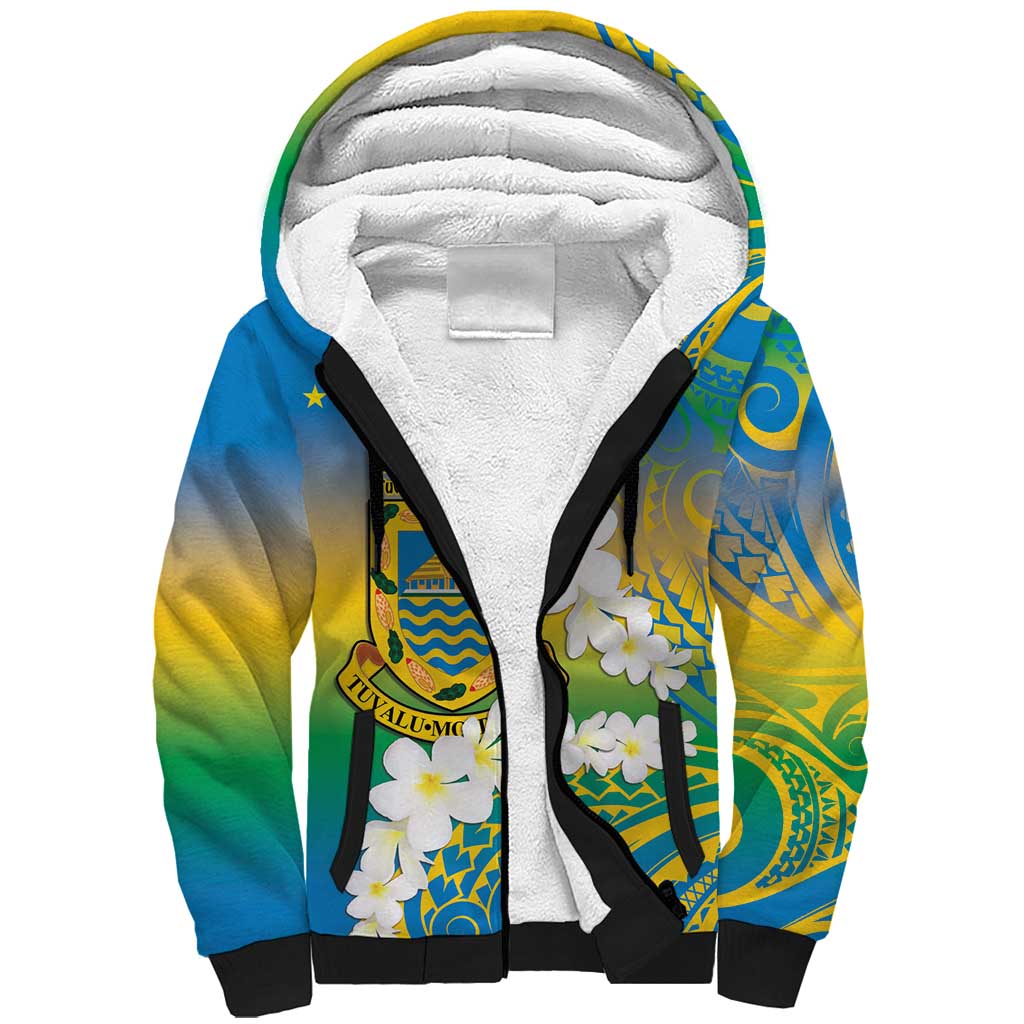 Personalised Tuvalu 1978 Independence Day Sherpa Hoodie Polynesian Plumeria Style LT9 Unisex Gradient - Polynesian Pride