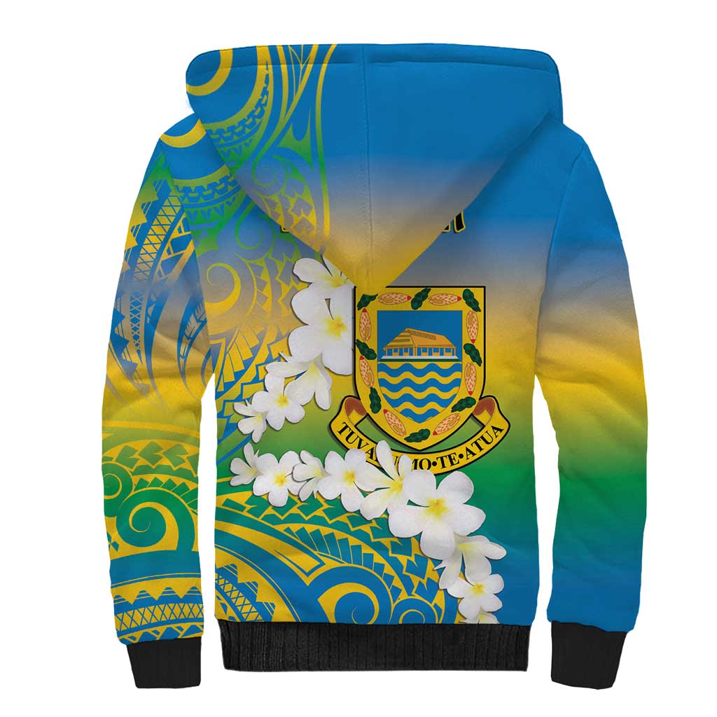 Personalised Tuvalu 1978 Independence Day Sherpa Hoodie Polynesian Plumeria Style LT9 - Polynesian Pride