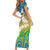 Personalised Tuvalu 1978 Independence Day Short Sleeve Bodycon Dress Polynesian Plumeria Style