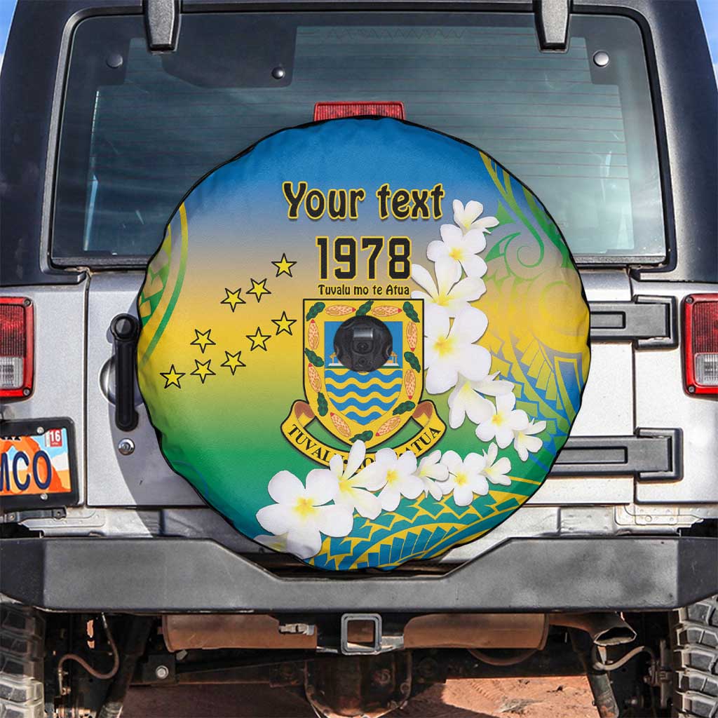 Personalised Tuvalu 1978 Independence Day Spare Tire Cover Polynesian Plumeria Style LT9 Gradient - Polynesian Pride