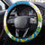 Tuvalu 1978 Independence Day Steering Wheel Cover Polynesian Plumeria Style