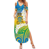 Personalised Tuvalu 1978 Independence Day Summer Maxi Dress Polynesian Plumeria Style LT9 Women Gradient - Polynesian Pride