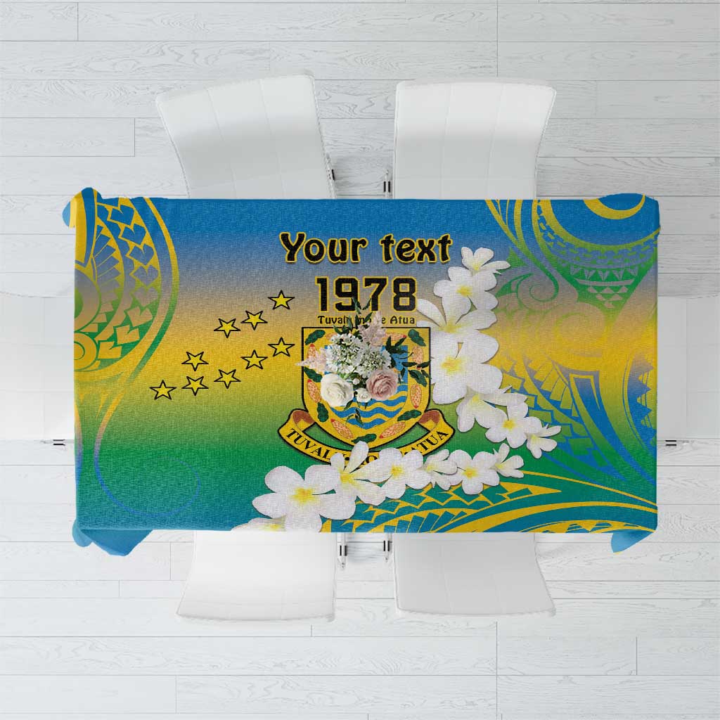 Personalised Tuvalu 1978 Independence Day Tablecloth Polynesian Plumeria Style