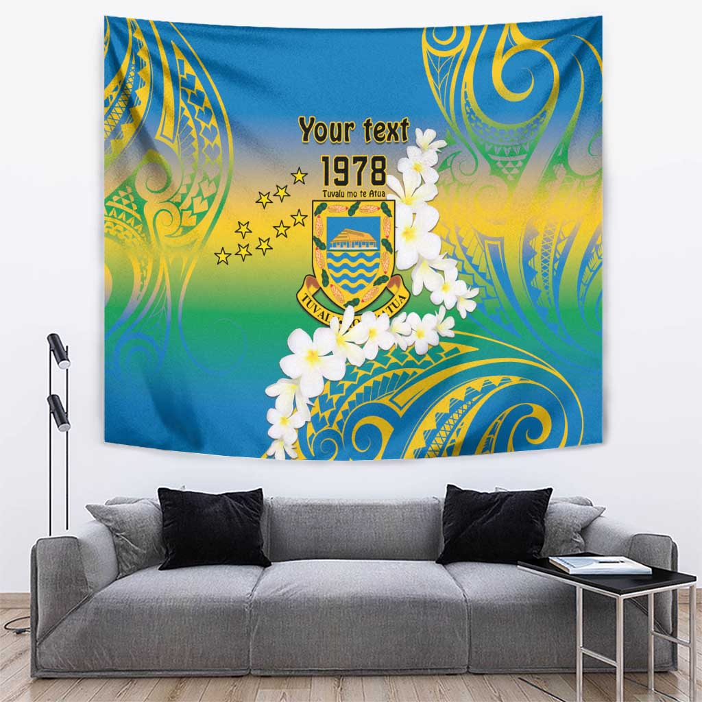 Personalised Tuvalu 1978 Independence Day Tapestry Polynesian Plumeria Style