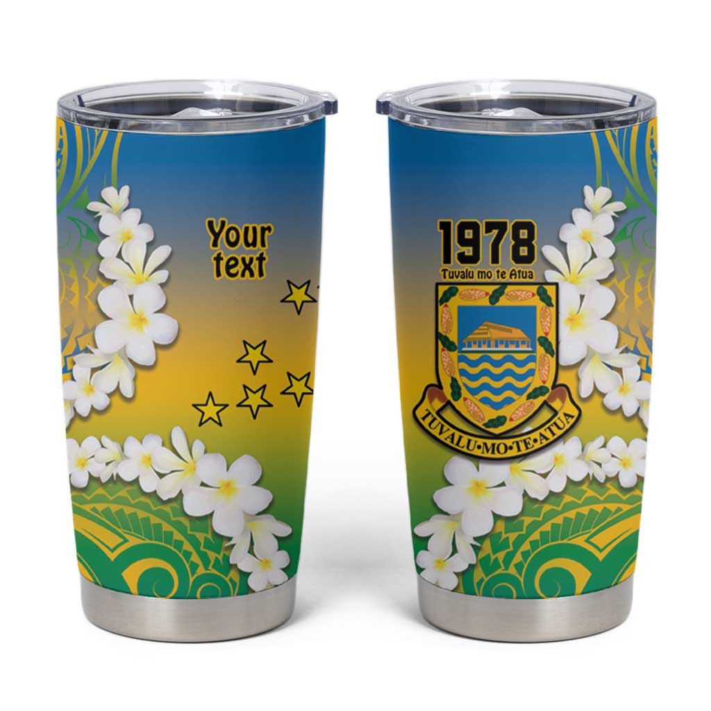 Personalised Tuvalu 1978 Independence Day Tumbler Cup Polynesian Plumeria Style LT9 Gradient - Polynesian Pride