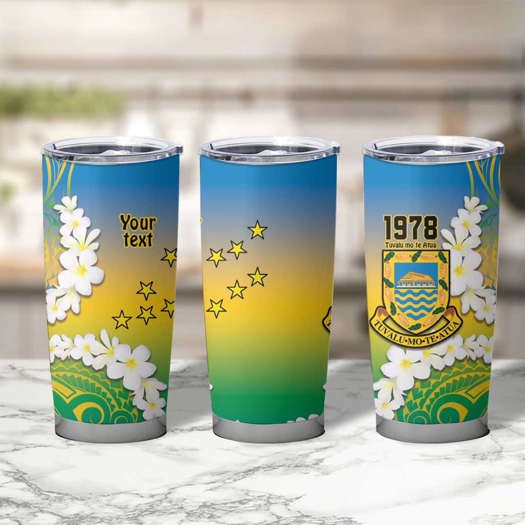 Personalised Tuvalu 1978 Independence Day Tumbler Cup Polynesian Plumeria Style LT9 - Polynesian Pride