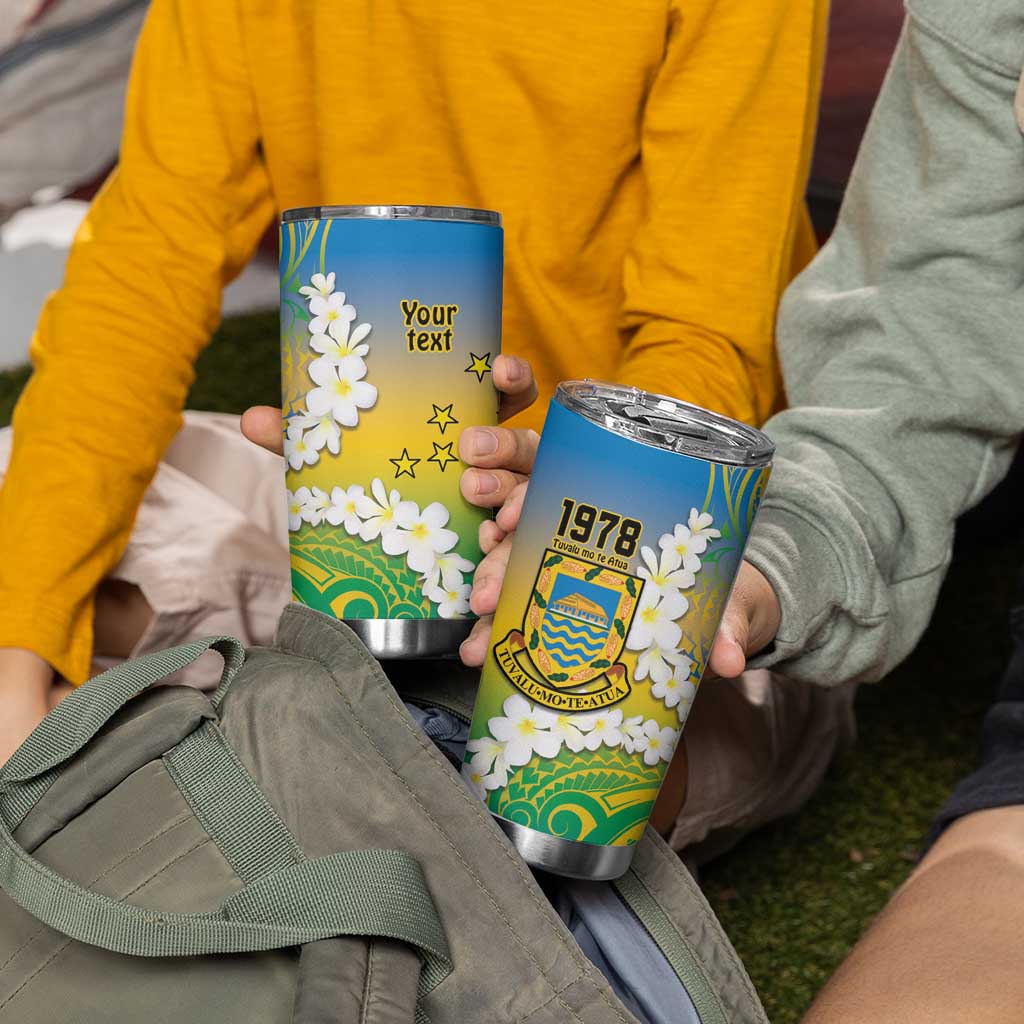 Personalised Tuvalu 1978 Independence Day Tumbler Cup Polynesian Plumeria Style LT9 - Polynesian Pride