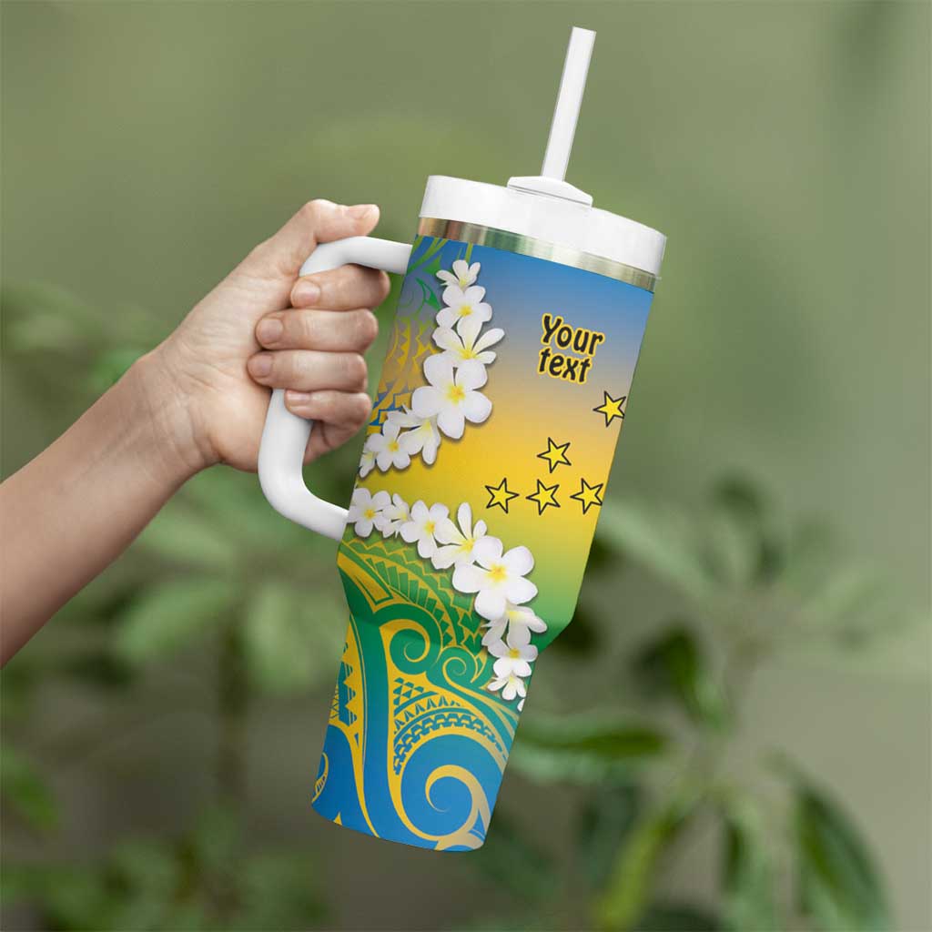 Personalised Tuvalu 1978 Independence Day Tumbler With Handle Polynesian Plumeria Style LT9 - Polynesian Pride
