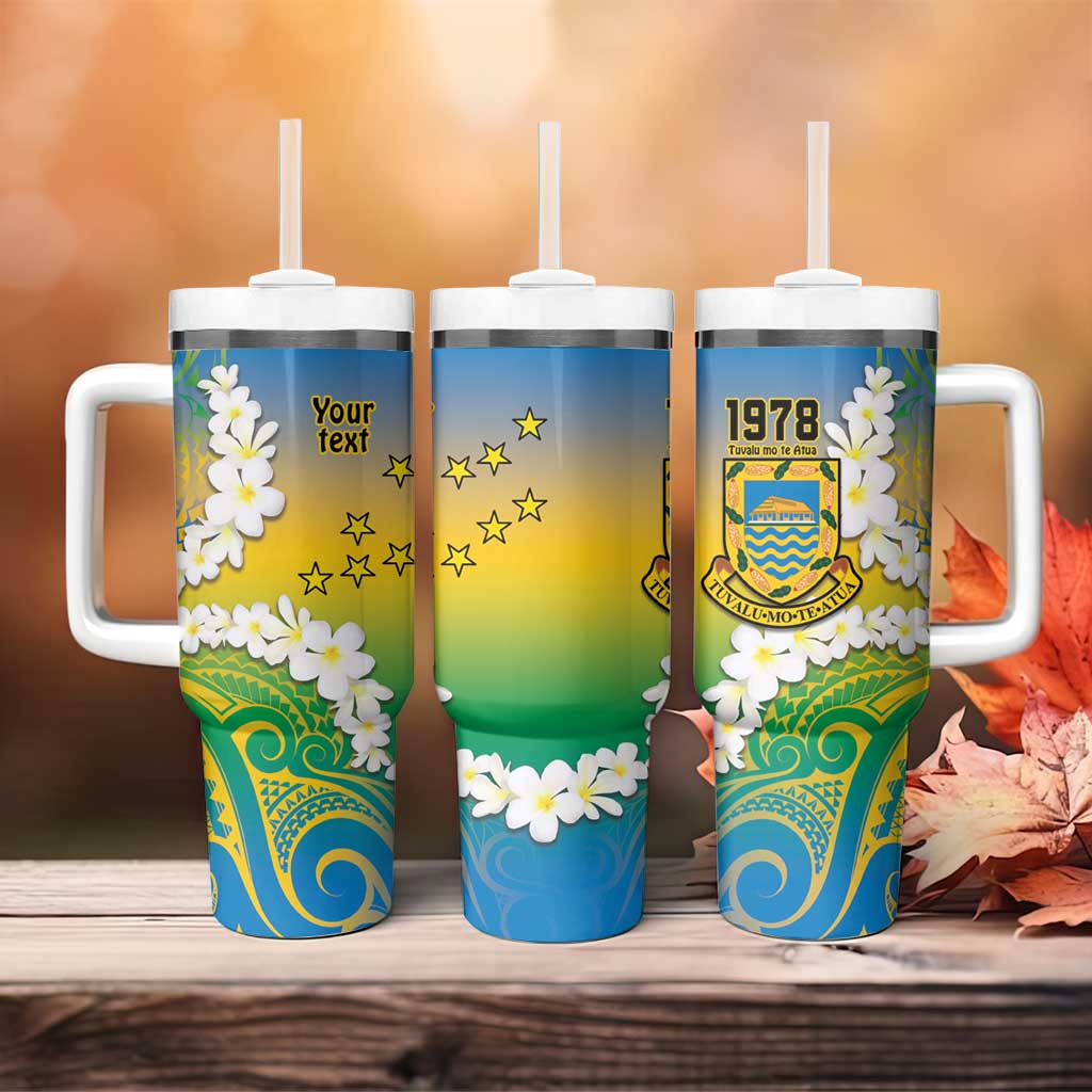Personalised Tuvalu 1978 Independence Day Tumbler With Handle Polynesian Plumeria Style LT9 - Polynesian Pride