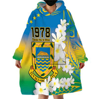 Personalised Tuvalu 1978 Independence Day Wearable Blanket Hoodie Polynesian Plumeria Style LT9 - Polynesian Pride