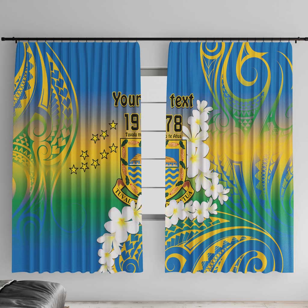 Personalised Tuvalu 1978 Independence Day Window Curtain Polynesian Plumeria Style