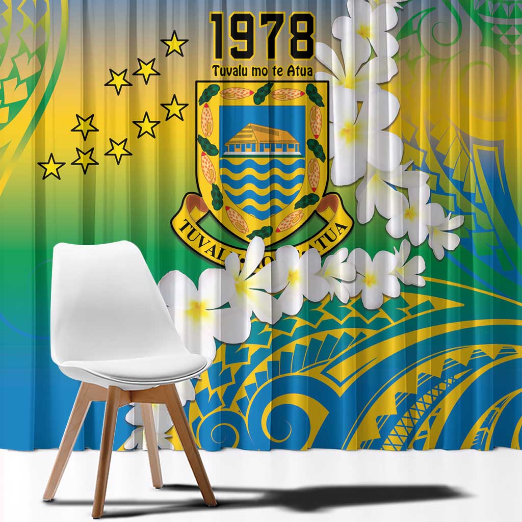 Personalised Tuvalu 1978 Independence Day Window Curtain Polynesian Plumeria Style LT9 - Polynesian Pride