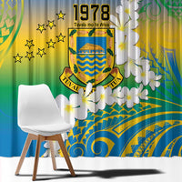 Personalised Tuvalu 1978 Independence Day Window Curtain Polynesian Plumeria Style LT9 - Polynesian Pride