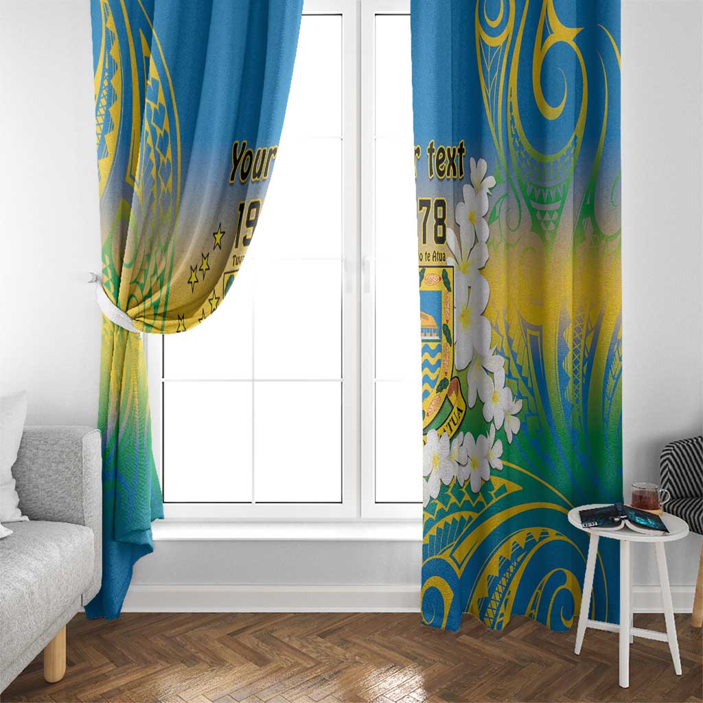 Personalised Tuvalu 1978 Independence Day Window Curtain Polynesian Plumeria Style LT9 - Polynesian Pride