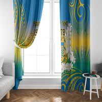 Personalised Tuvalu 1978 Independence Day Window Curtain Polynesian Plumeria Style LT9 - Polynesian Pride