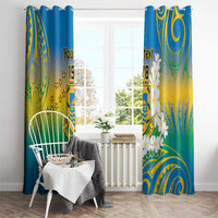 Personalised Tuvalu 1978 Independence Day Window Curtain Polynesian Plumeria Style LT9 - Polynesian Pride