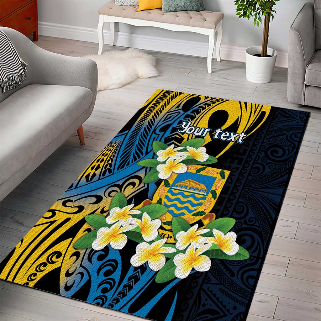 Personalised Tuvalu Beautiful Plumeria Flower Area Rug