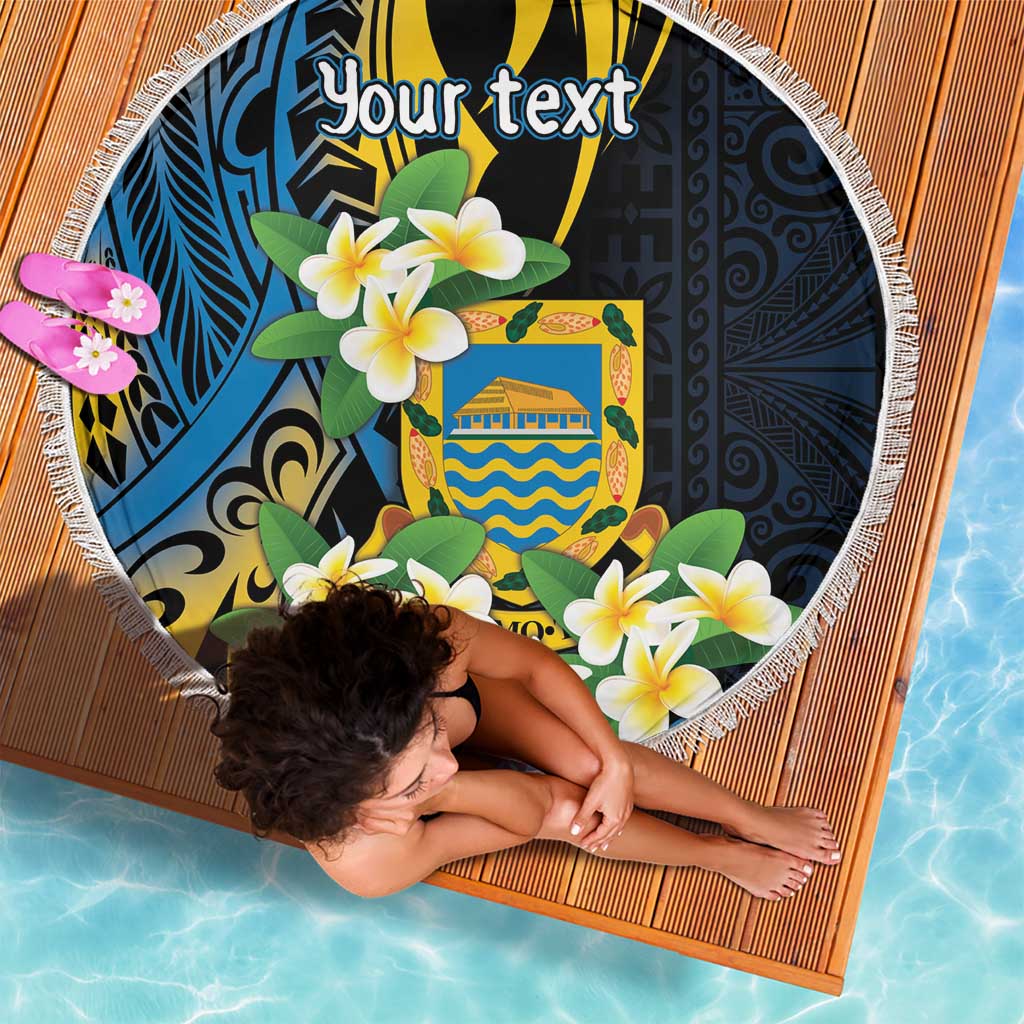 Personalised Tuvalu Beautiful Plumeria Flower Beach Blanket LT9 - Polynesian Pride