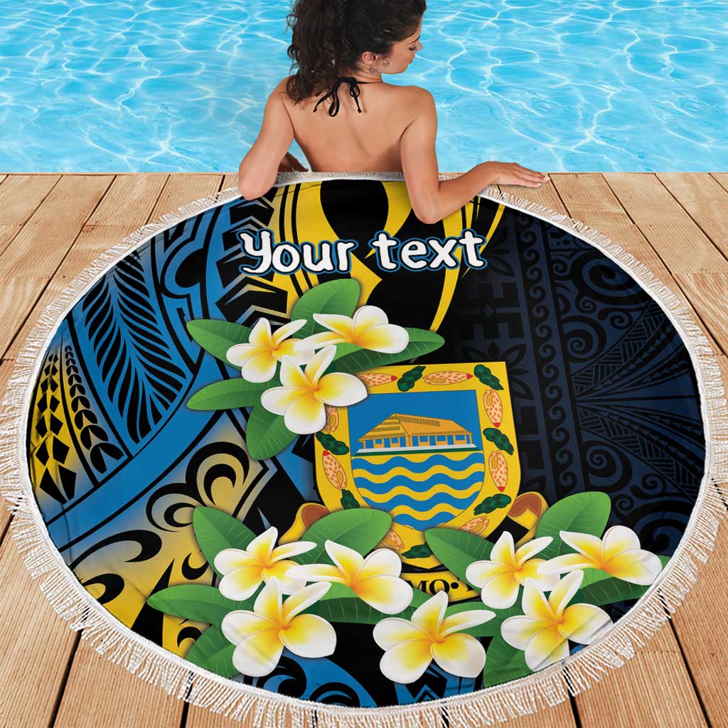 Personalised Tuvalu Beautiful Plumeria Flower Beach Blanket LT9 - Polynesian Pride