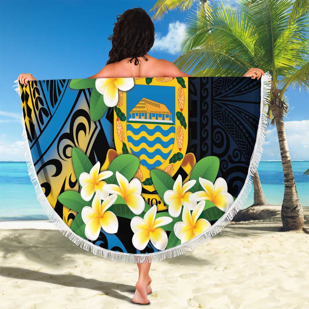Personalised Tuvalu Beautiful Plumeria Flower Beach Blanket LT9 - Polynesian Pride