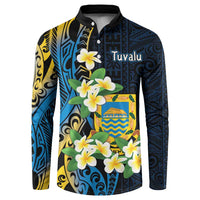 Personalised Tuvalu Beautiful Plumeria Flower Button Sweatshirt LT9 Black - Polynesian Pride