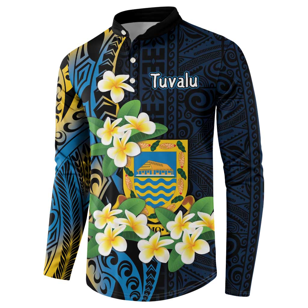 Personalised Tuvalu Beautiful Plumeria Flower Button Sweatshirt LT9 - Polynesian Pride