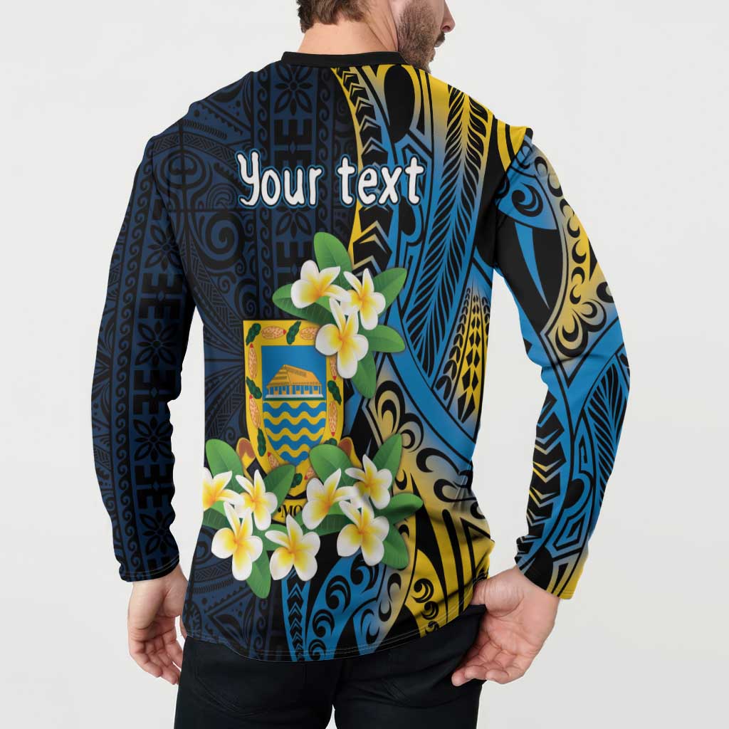 Personalised Tuvalu Beautiful Plumeria Flower Button Sweatshirt LT9 - Polynesian Pride