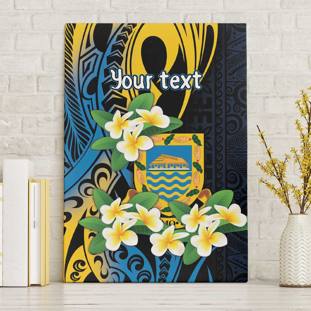 Personalised Tuvalu Beautiful Plumeria Flower Canvas Wall Art LT9 Without Frame Black - Polynesian Pride