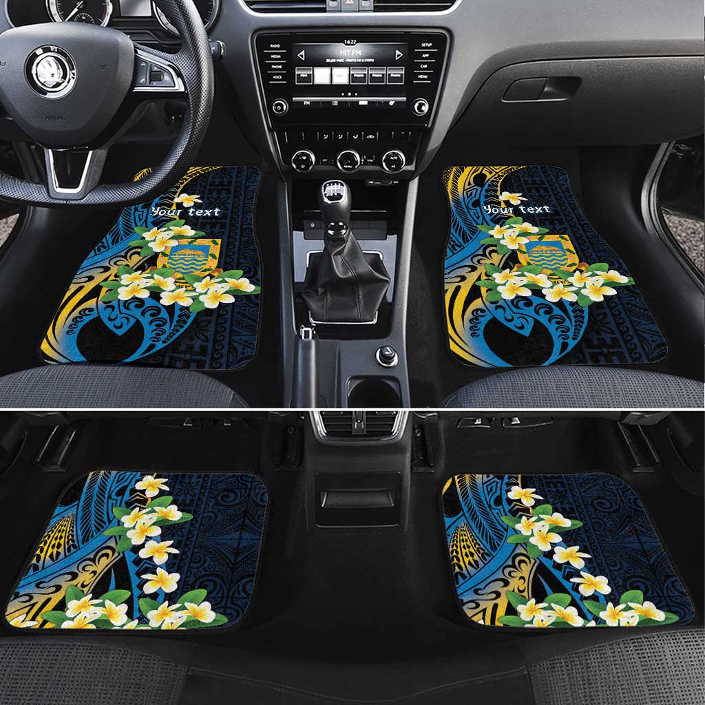 Personalised Tuvalu Beautiful Plumeria Flower Car Mats LT9 Set 4pcs Black - Polynesian Pride