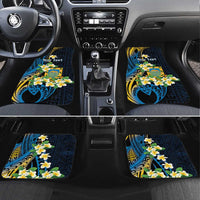 Personalised Tuvalu Beautiful Plumeria Flower Car Mats LT9 Set 4pcs Black - Polynesian Pride