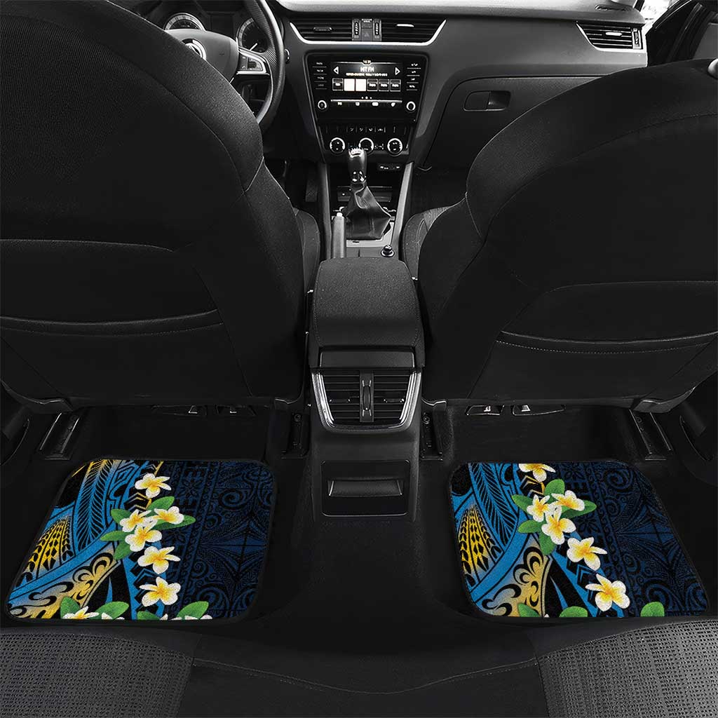 Personalised Tuvalu Beautiful Plumeria Flower Car Mats LT9 Set 2pcs - Back Black - Polynesian Pride