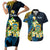 Personalised Tuvalu Beautiful Plumeria Flower Couples Matching Short Sleeve Bodycon Dress and Hawaiian Shirt