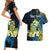 Personalised Tuvalu Beautiful Plumeria Flower Couples Matching Short Sleeve Bodycon Dress and Hawaiian Shirt