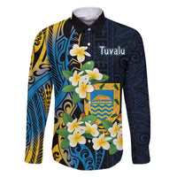 Personalised Tuvalu Beautiful Plumeria Flower Family Matching Off Shoulder Short Dress and Hawaiian Shirt