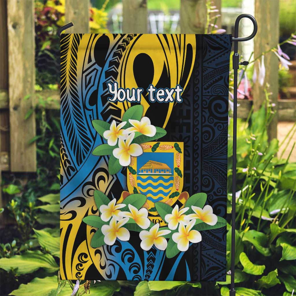 Personalised Tuvalu Beautiful Plumeria Flower Garden Flag LT9 Garden Flag Black - Polynesian Pride