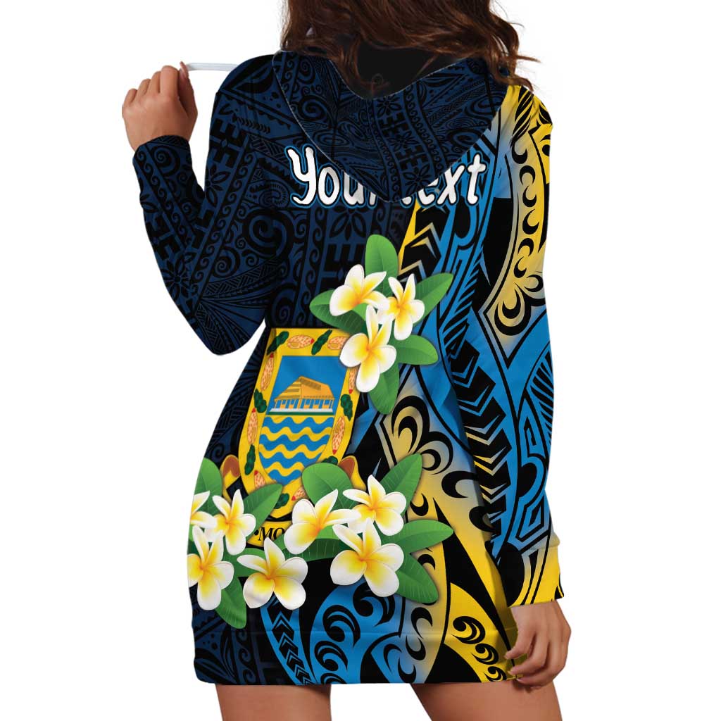 Personalised Tuvalu Beautiful Plumeria Flower Hoodie Dress LT9 - Polynesian Pride
