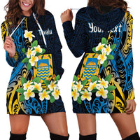 Personalised Tuvalu Beautiful Plumeria Flower Hoodie Dress LT9 - Polynesian Pride