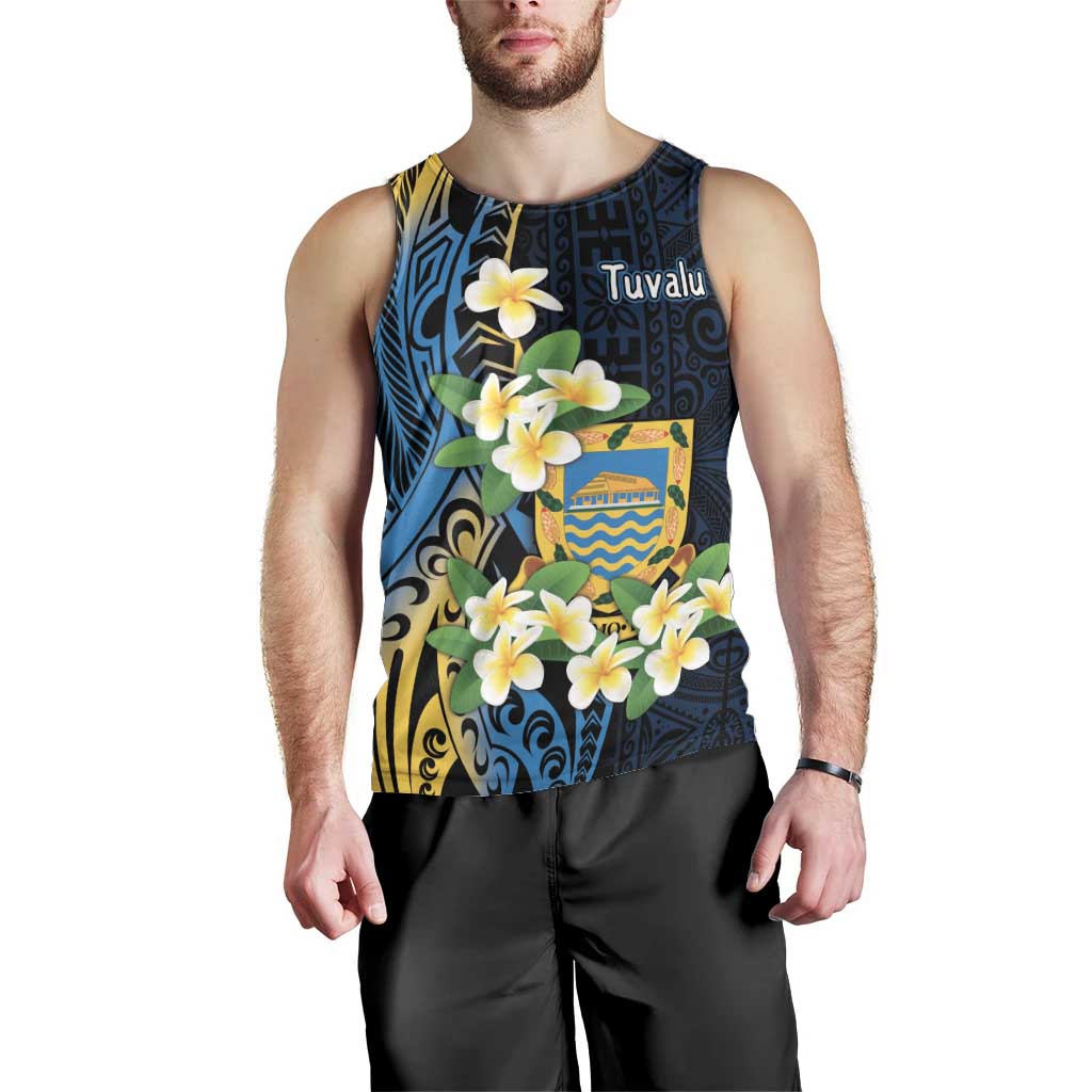 Personalised Tuvalu Beautiful Plumeria Flower Men Tank Top LT9 - Polynesian Pride