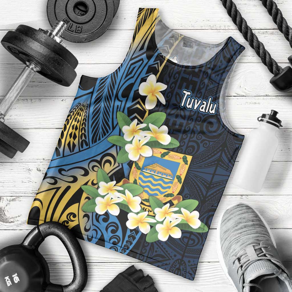 Personalised Tuvalu Beautiful Plumeria Flower Men Tank Top LT9 - Polynesian Pride