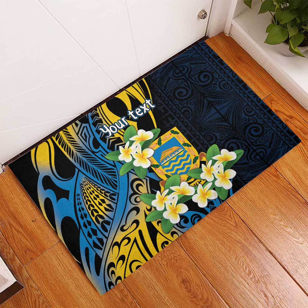 Personalised Tuvalu Beautiful Plumeria Flower Rubber Doormat LT9 - Polynesian Pride