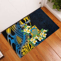 Personalised Tuvalu Beautiful Plumeria Flower Rubber Doormat LT9 - Polynesian Pride