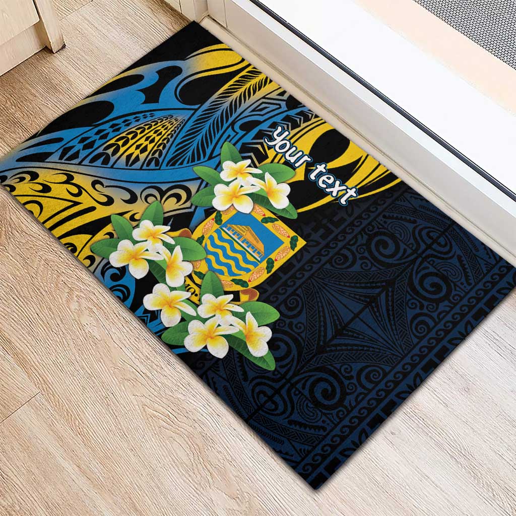Personalised Tuvalu Beautiful Plumeria Flower Rubber Doormat LT9 - Polynesian Pride