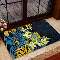 Personalised Tuvalu Beautiful Plumeria Flower Rubber Doormat LT9 - Polynesian Pride