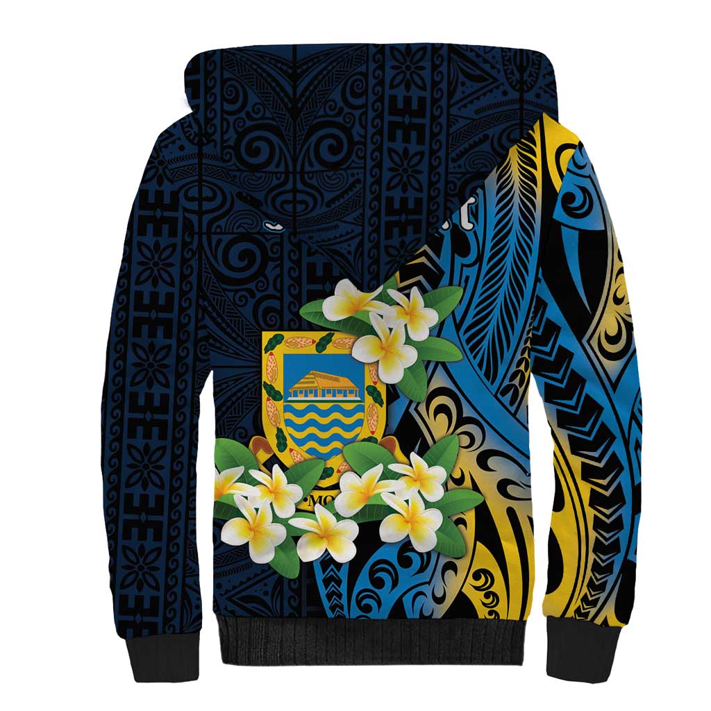 Personalised Tuvalu Beautiful Plumeria Flower Sherpa Hoodie LT9 - Polynesian Pride