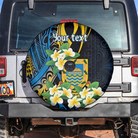 Personalised Tuvalu Beautiful Plumeria Flower Spare Tire Cover LT9 Black - Polynesian Pride