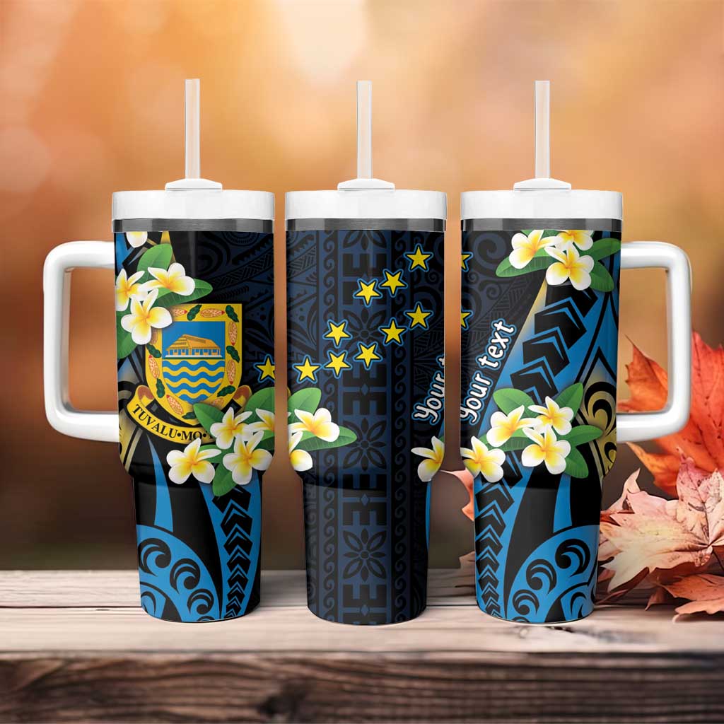 Personalised Tuvalu Beautiful Plumeria Flower Tumbler With Handle LT9 - Polynesian Pride