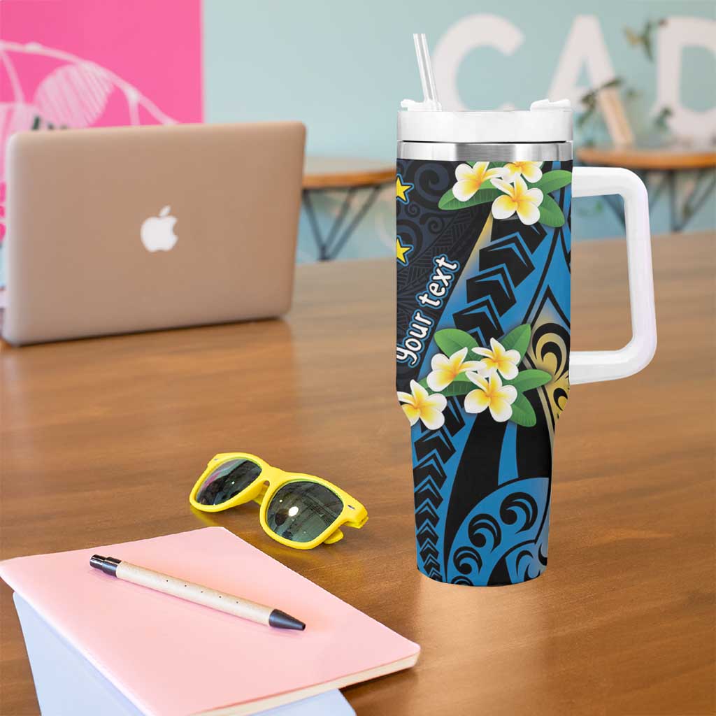 Personalised Tuvalu Beautiful Plumeria Flower Tumbler With Handle LT9 - Polynesian Pride